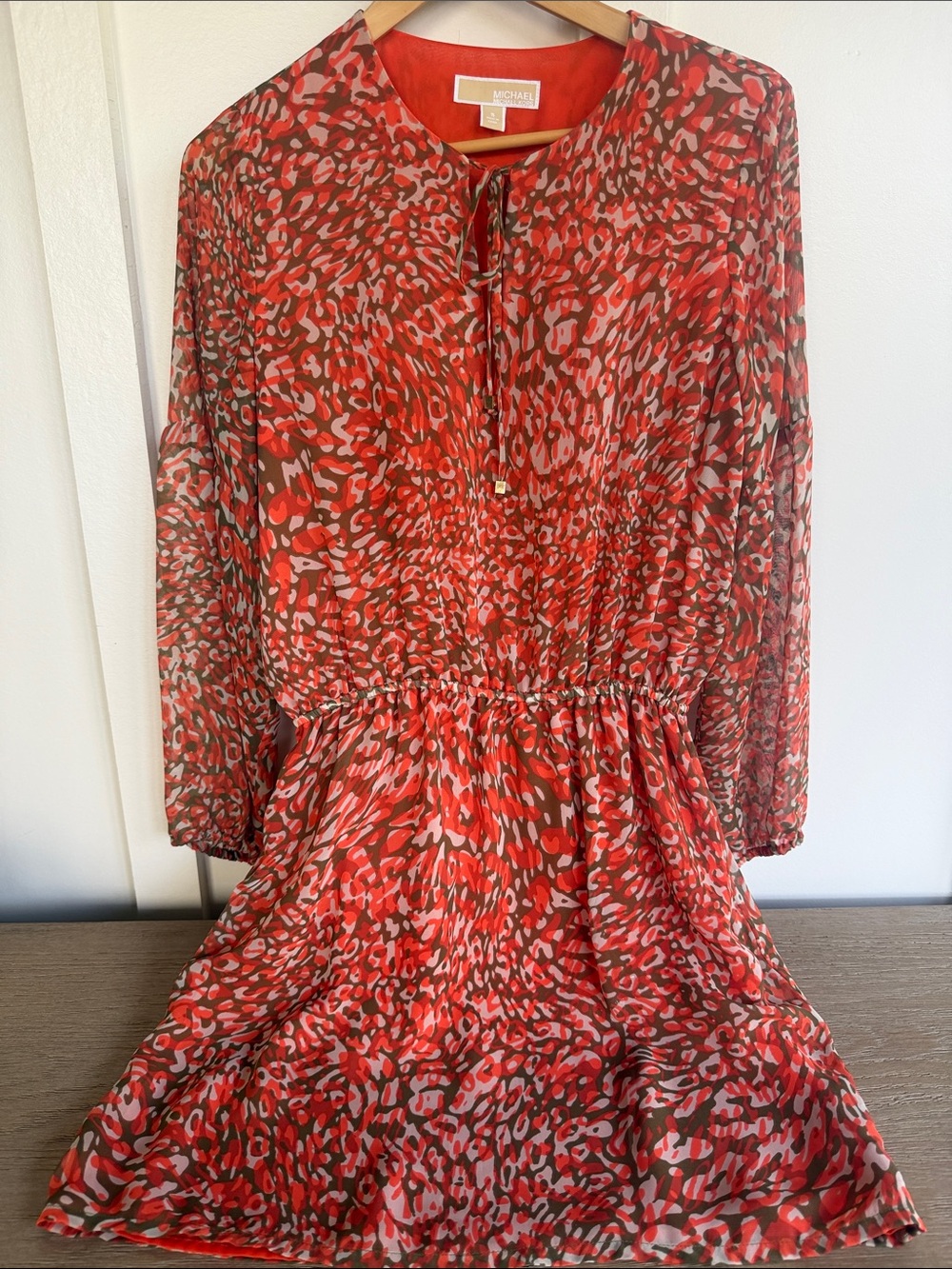 Animal-Print Long Sleeve Dress- Michael
Kors - New no tag